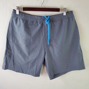 LRD Mens Grey Performance Workout Shorts with Compression Liner 7 Inch Inseam